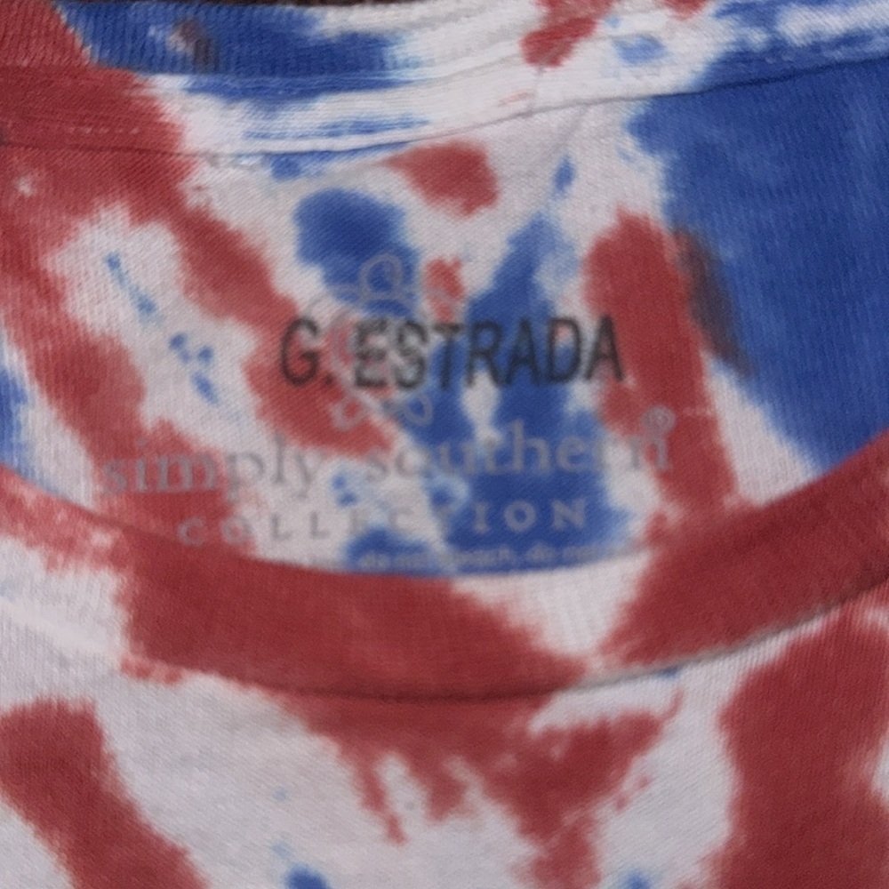 Simply southern red, white and blue tie dye T-shirt size Adult small & large EUC - Picture 2 of 5